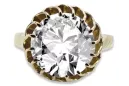خاتم Zircon 8 كارت من الذهب الأصفر أسلوب فينتاج vrc035x-zi Art Deco أسلوب سوفيتي روسي اتحاد الجمهوريات السوفيتية
